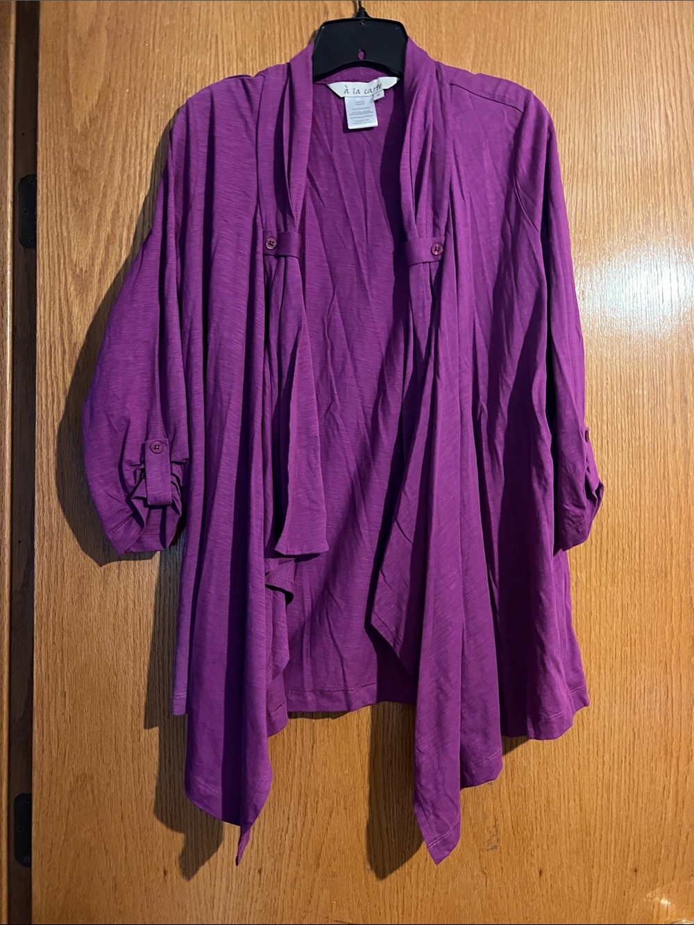 A La Carte Women's Draped Open Front Jacket - Purple
